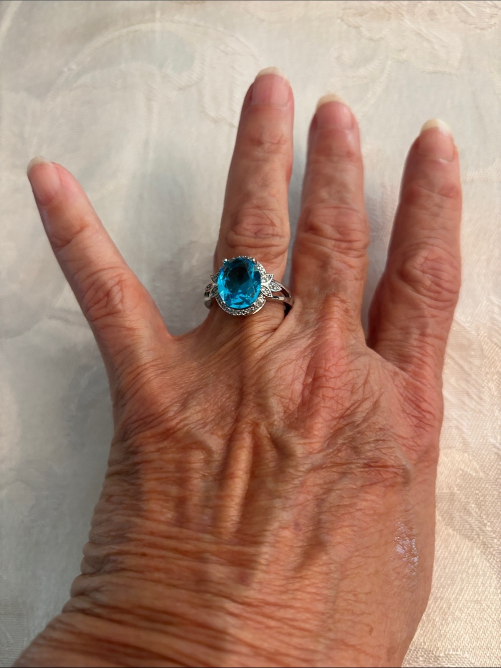 Sterling Silver Blue Topaz Cocktail Ring - Elegant Statement
